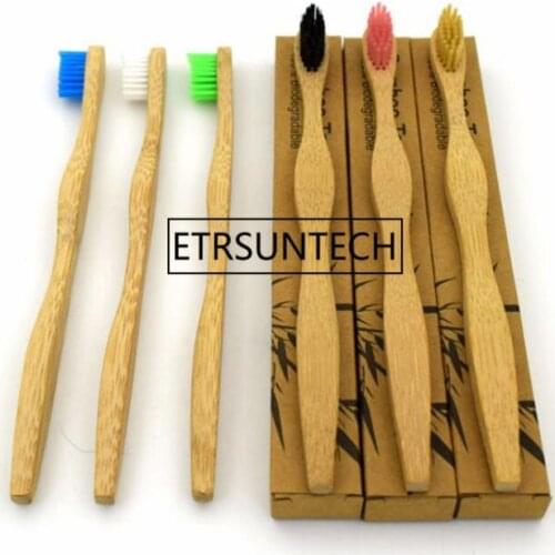 500pcs/lot Oral Care Head Bamboo Toothbrush Environment Wooden Rainbow Bamboo Tooth brush Soft Bristle for Adults F1420
