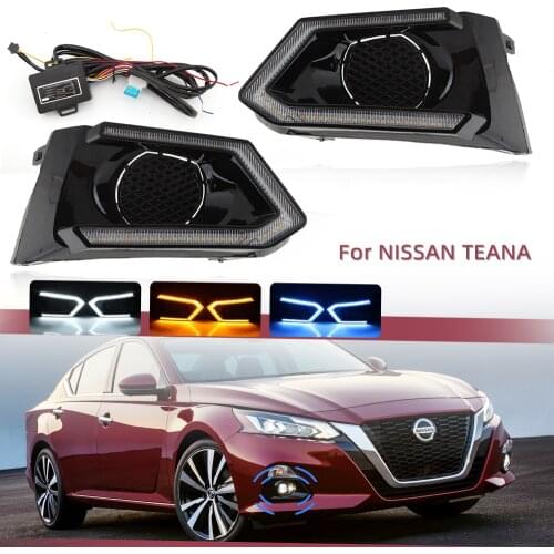 Car LED DRL Fog Lights for Nissan Altima Teana 2019 2020 headlight Daytime Running Light LED fog Lamp Turn Signal style Relay