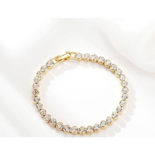 Chain bracelet White Color Round Crystal Channel setting series connection silver color gold color plated alloy chain