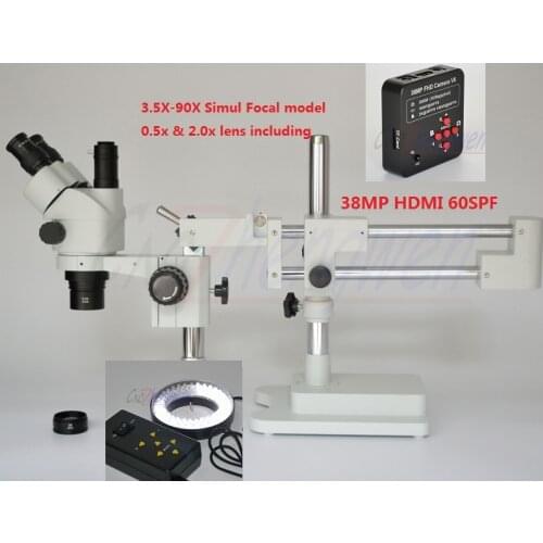 38MP Full HD 1080P 60FPS HDMI Electron Industry Digital Microscope Camera Mobile phone repair 3.5X-90X Stereoscopic Microscope