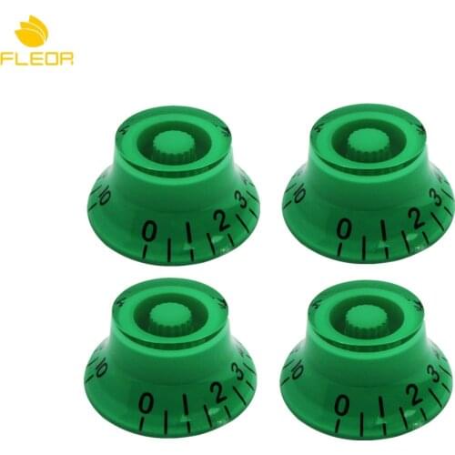 FLEOR 4pcs Green Electric Guitar Control Knobs Top Hat Knobs 6mm for Guitar Parts Replacement