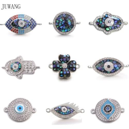 JUWANG New Fashion Bracelet Jewelry Accessories Evil Eyes Hamsa Hand Charm Connectors For Bracelets Necklace Making Supplies