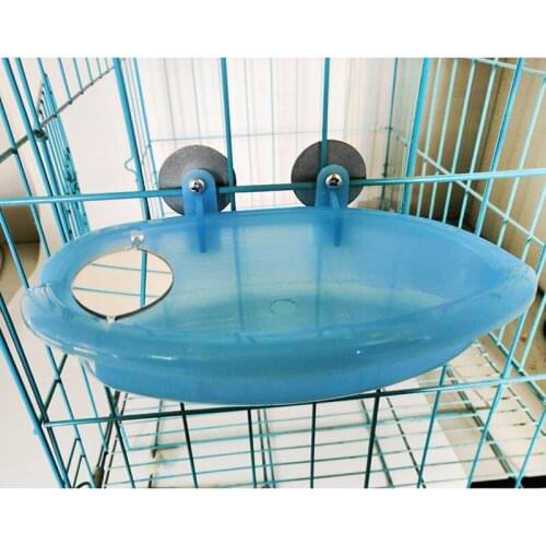 Bird Water Bath Box Parrot Bathtub With Mirror Pet Cage Hanging Bowl Parakeet Accessories Plastic Bird Mirror Bath Shower Box