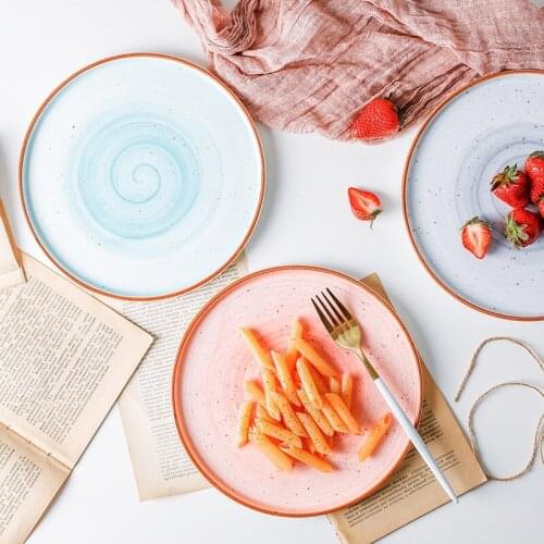 Creative bone china breakfast steak tray Western food dim sum plate 9 inch shallow plate lollipop breakfast tray