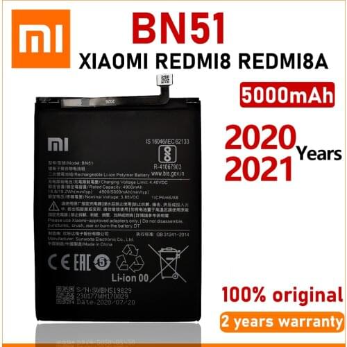 Xiao Mi New 100% Original BN51 5000mAh Battery For Xiaomi Redmi 8 Redmi 8A Mobile Phone In Stock Batteries Batteria