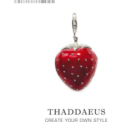 Pendant Red Strawberry Locket,2019 New Fashion Love Jewelry Europe Bijoux 925 Sterling Silver Accessories Gift For Soul Woman