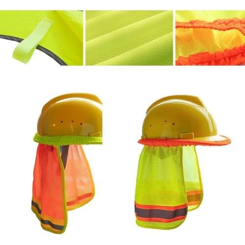 Summer Sun Shade Safety Hard Hat Neck Helmets Reflective Stripe Useful Mesh Reflective Cap Cover for Construction Workers