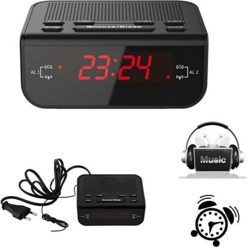 Multi-Function Digital LED Alarm Clock FM Radio Time Display Clock With Dual Alarm Snooze Mode Sleep Function