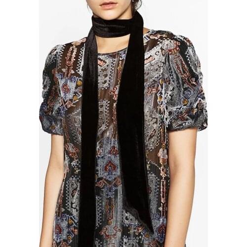 Fashion Gold velvet scarf Spring Autumn Female Retro Long Thin Narrow Strip Neckscarf Multifunction Headband Belt Shawl Wrap N40