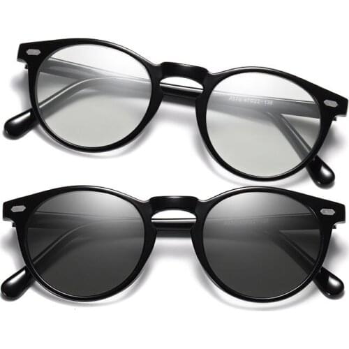 New Fashion Round TR90 Polarized Sunglasses Color Changing Mirror Trend Outdoor Driving Women and Men Colorful Eyeglasses