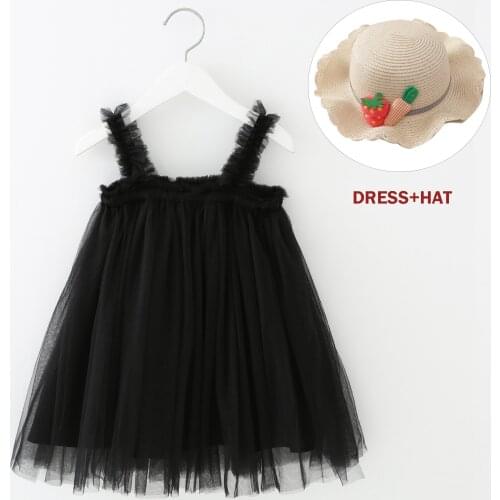 2021 Newborn Baby Clothes 0-4Y Little Girls Vacation Style Solid Color Casual Dress+Hat 2 Pcs Set Toddler Outfits Kids Vestidos