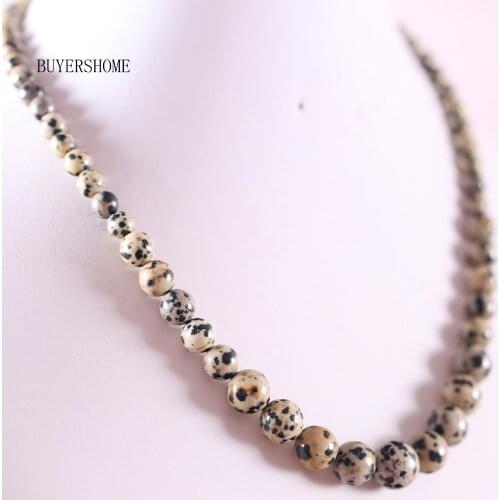 Handmade Beaded Necklace Natural Stone Round Dot Jaspers Necklace for Women Jewelry Gift E097