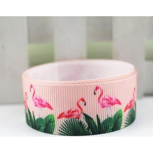 16/22/25/38/75mm Pink Flamingo printed grosgrain rainbow ribbon 10/25/50 yards DIY bows wedding party decoractive ribbons