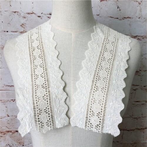 Luxury Beige Cotton Embroidery Flower Lace Trim Fabric Sewing DIY Ribbon Trim Applique Bridal Cloth Dress Decor 3 Yards