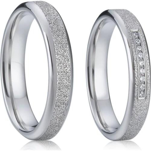 Luxury jewelry love ladies wedding rings set silver color titanium jewellery Alliances couple ring men