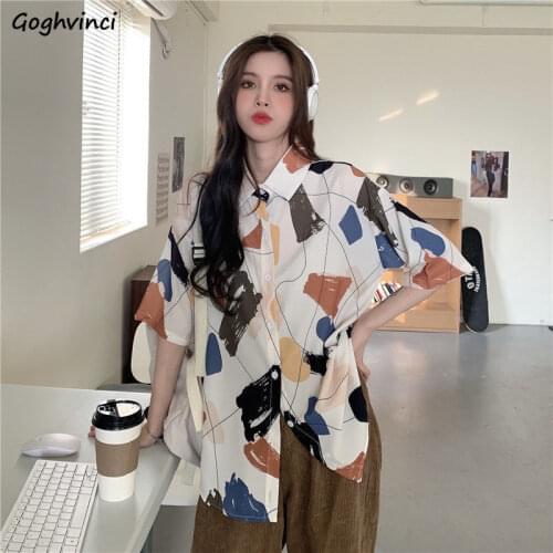 Shirts Women Printing Loose Comfortable Vintage Design Students Cool Streetwear Ulzzang Chic Casual All-match Girl Female Newest