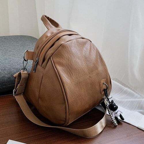 Solid Color PU Leather Backpacks For Women 2020 Fashion Female Small Backpack Lady Back Pack For School Teenagers Girls