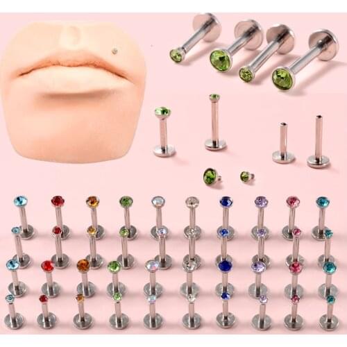 4PCS CZ Gem Labret 316L Surgical Steel Internally threaded Zircon Lip Ring Crystal Ear Tragus Cartilage Earring Piercing 16g