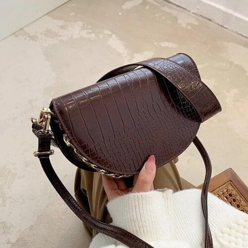 Small PU Leather Saddle Crossbody Bags for Women 2021 Winter Simple Shoulder Bag Luxury Trending Branded Handbags and Purses