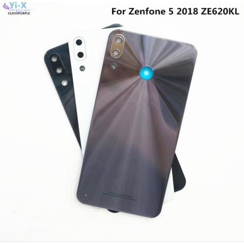 5pcs/lot Back Battery Cover For Asus Zenfone 5 2018 ZE620KL Glass Battery Door Back Housing with Camera lens
