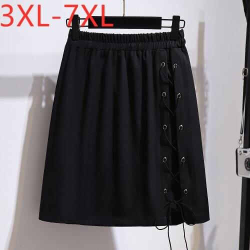 New 2021 ladies summer plus size mini skirt for women large casual loose black button pleated skirts 3XL 4XL 5XL 6XL 7XL
