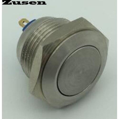 Zusen 16mm flat head Soldering pins Momentary Stainless Steel Metal Momentary Push Button Switch IP65 (ZS16F-10/J/S)