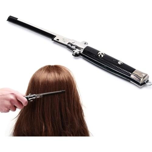 1pcs Black Foldable Combs Brushes Hair Trimmer Comb Butterfly Pocket Knife Shape Comb Brush Accessories Hot Selling