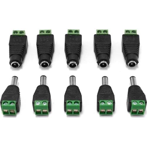 2.1mm x 5.5mm DC Connetor Power Jack Adapter Male Famle Connector Plug For CCTV Cameras 3528 5050 5630 Single Color LED Light