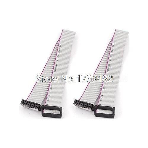 2pcs FC16P IDC 16-Pin Hard Drive Extension Wire Flat Ribbon Cable Connector 30cm