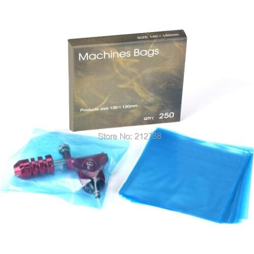 250Pcs/pack 13*13cm Blue Tattoo Machine Sleeves Bags Supply Disposable Covers Bags for Tattoo Machine Professional Tattoo Access