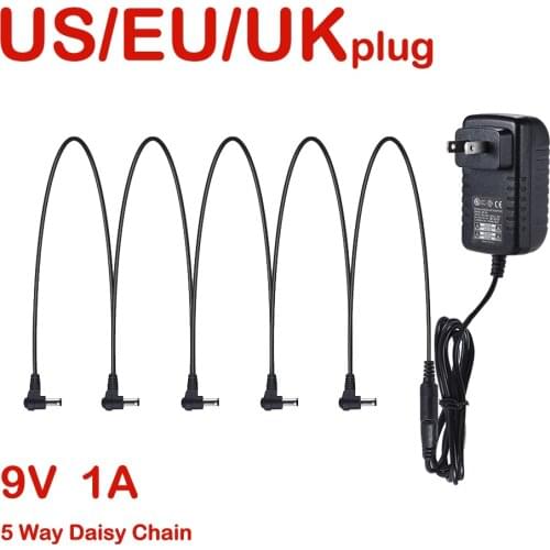 5 Way Electric Guitar Effect Power Supply Cables Adapter Daisy Chain Wire Guitar Pedal Cable 9V DC Guitar Accessories EU/US/UK