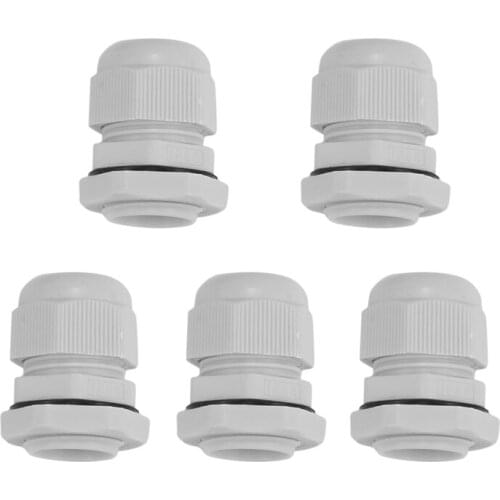 5 x M20 20mm White Waterproof Compression Cable Stuffing Gland Lock