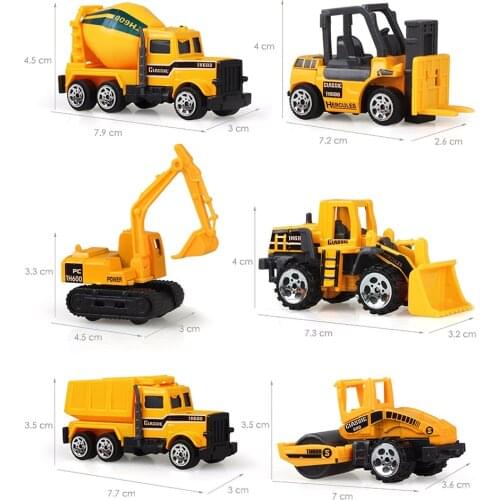 6 In 1 Alloy Die-Cast Construction Truck Vehicle Carrier Truck with a Forklift Bulldozer Road Dump Truck Toys for Children Boys