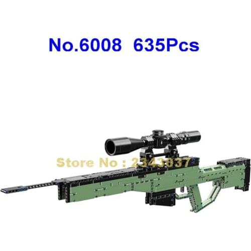 6008 635pcs Military Sniper Rifle Gun Weapon Telescope Bullet Building Blocks Toy
