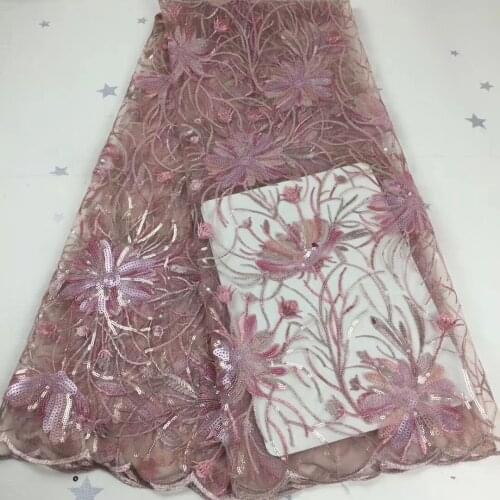 African lace fabric 5 yards 2020 high quality lace tulle French embroidery mesh lace fabric womens dress D41461