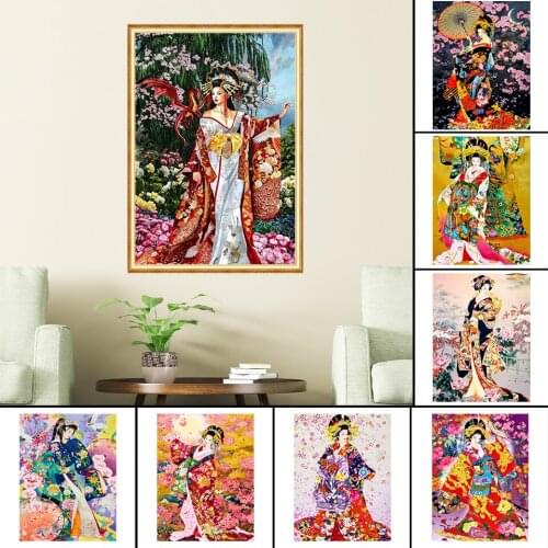 DIY 5D Diamond Painting "Japanese beauty" Cross Stitch Kit Full Drill Square Embroidery Mosaic Art Picture of Rhinestones Decor
