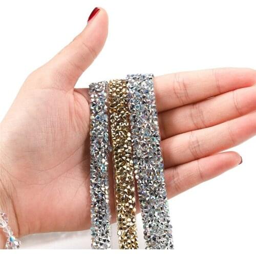 1 Yard Sewing Trim Crystal Motif Strass Hot Fix Rhinestone Tape Applicator Ribbon With Rhinestones Iron On Appliques For Dresses