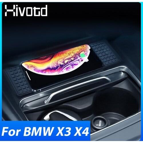 QI Car Wireless Charger For BMW X3 F25 X4 F26 2014-2017 Accessories Interior Modification Phone Holder 10W Fast Charging Plate