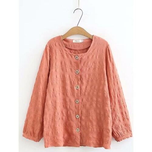 Plus Size XL-4XL Womens Long Sleeved Full Cotton Blouse Officewear Blusas Female Vintage Oversized Tops