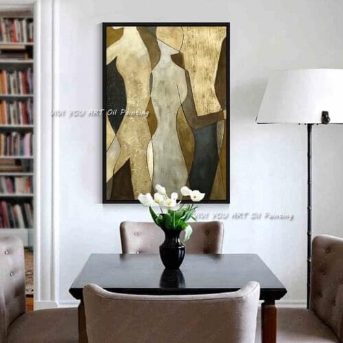 Large Modern Abstract Lover Oil Painting on Canvas Handpainted Wall Art Painting Abstract Figure Picture for Living Room Deco