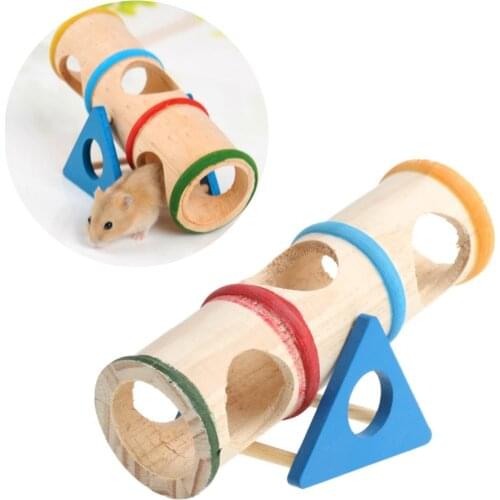 Wooden Colorful Seesaw Cage House Hide Play Pet Toys For Hamster Rat Mouse Mice