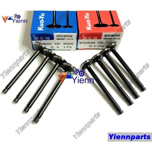 For Mitsubishi K4N K4M Valve Intake & Valve Exhaust Fit KOBELCO SK045 Pel-job EB450 Excavators K4N Diesel Engine Spare Parts