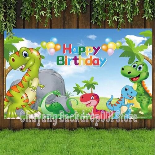 Dinosaur Backdrop Newborn Baby Shower Happy Birthday Party Photography Background Photo Booths Studio Props Banner