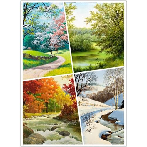 Yi Bright DIY 5D Diamond Painting Landscape Picture of Rhinestones Handmade Full Diamond Embroidery Cross Stitch 4 Seasons KBL