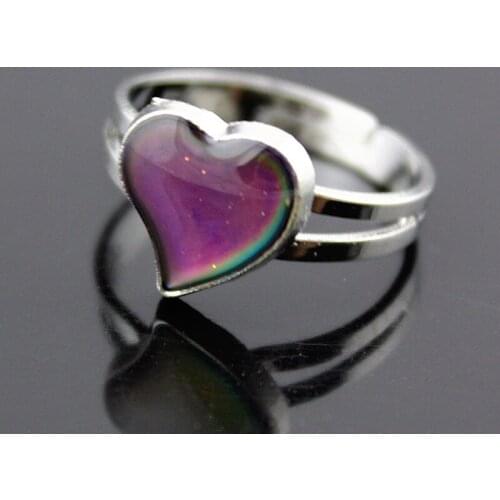 Heart-Shaped Temperature Color Changing Ring Korean-style Open Heart Ring Ring Lovely Temperature Color Changing Ring