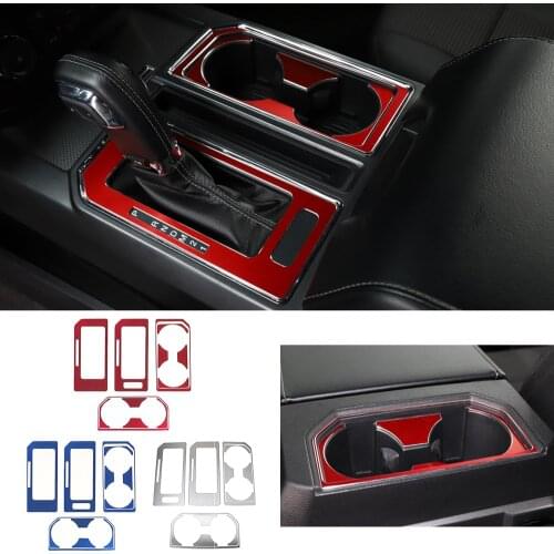 Aluminum Alloy Interior Gear Shift Box & Cup Holder Panel Cover Fit for Ford F150 2016-2021 Car Accessories