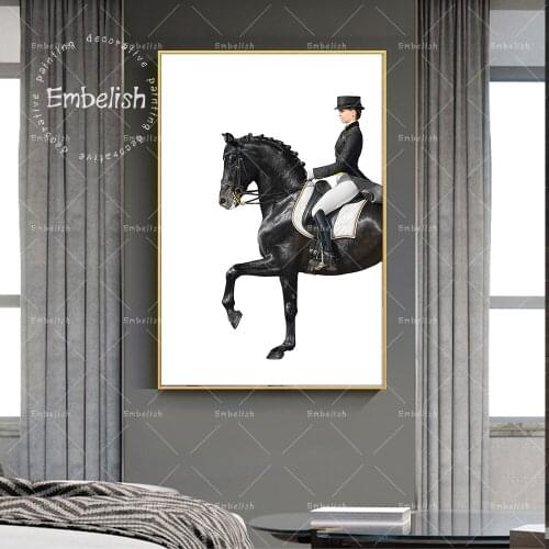 Embelish 1 Pieces Cool Large Wall Art Pictures For Living Room Woman Riding Horse HD Canvas Paintings For Living Room Posters