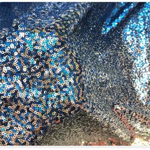 Lace205 Blue Silver Starry Sky Pattern 3MM Sequin Fabric Mesh Fabric For Womens Dress Fashion Modern Shinning Performance Dress