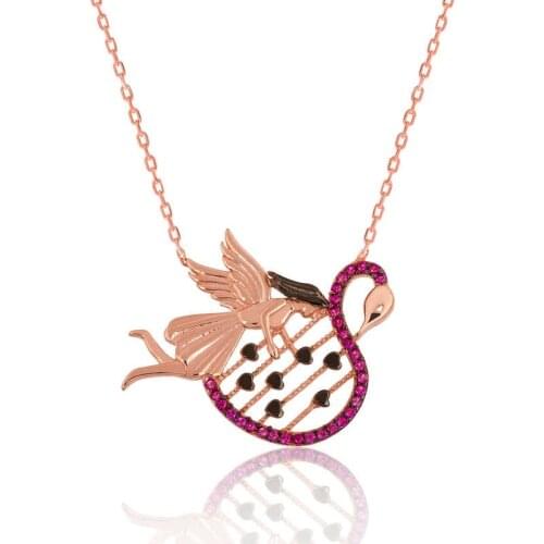 Real Silver 925 Jewelry Silver Swans As Love Women necklace