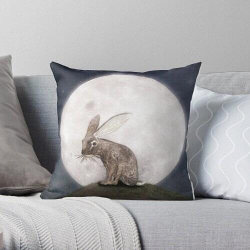 Night Rabbit Throw Pillow Cushion Cover Polyester throw pillows case on sofa home living room car seat decor 45x45cm